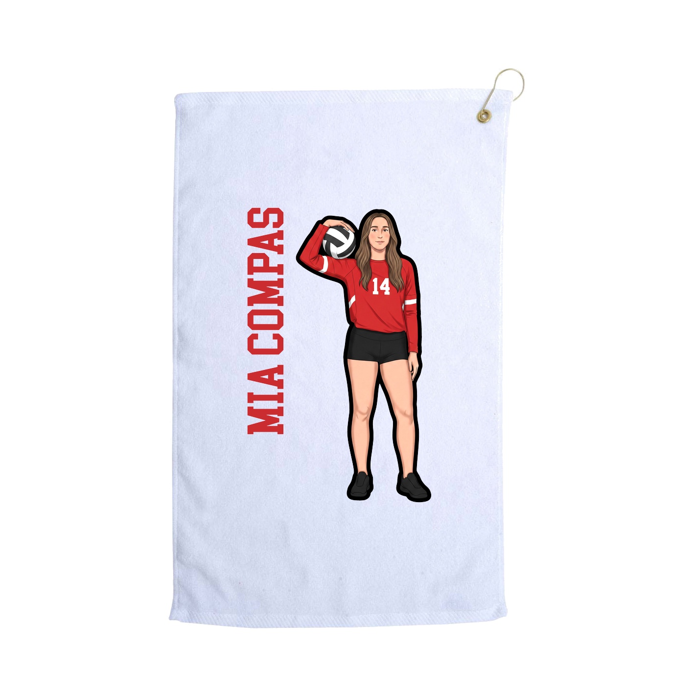 Golf Towel — Name Vertical in White