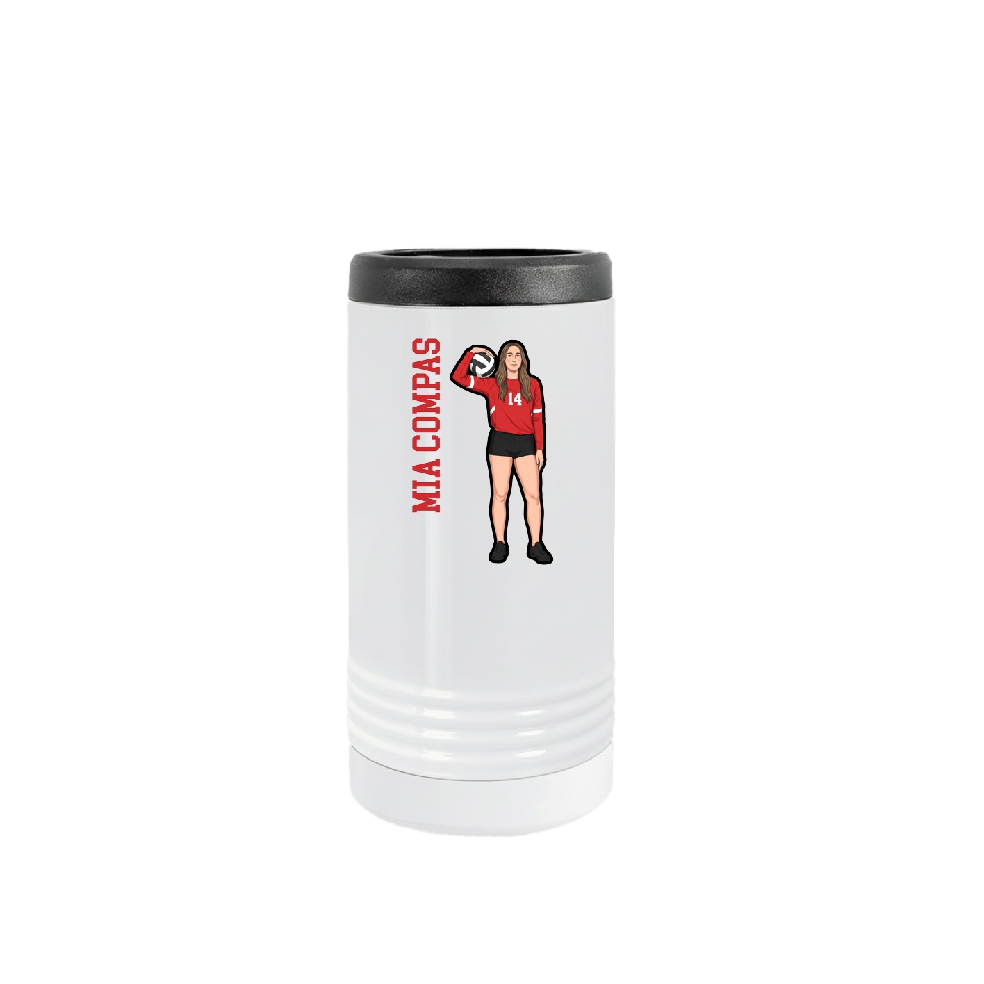 Slim Beverage Holder — Name Vertical in White