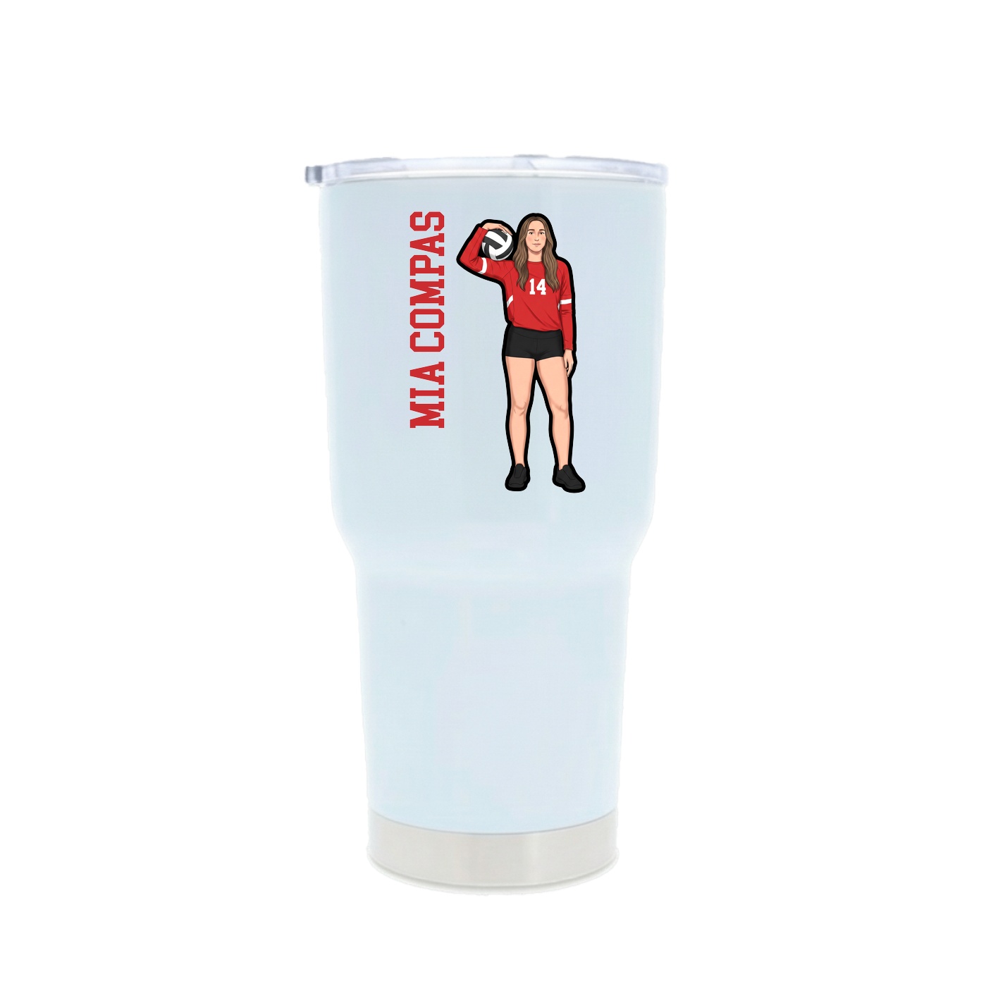 30oz Stainless Steel Tumbler — Name Vertical in White
