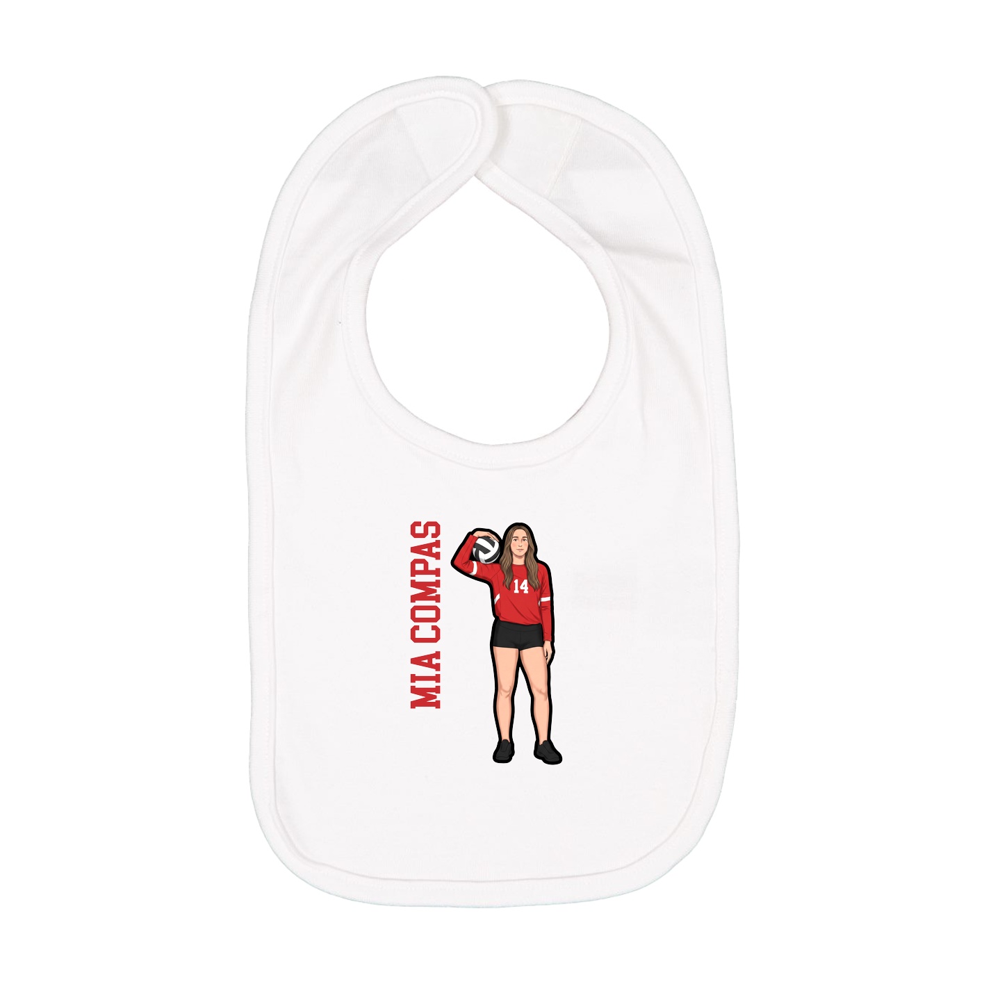 Infant Bib — Name Vertical in White
