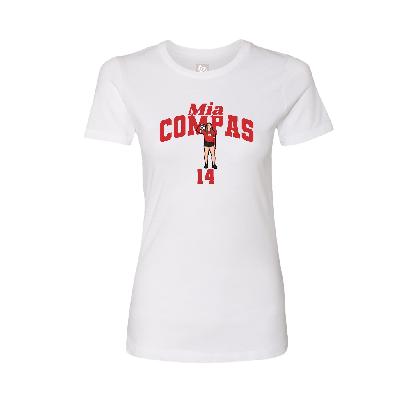 Fitted Women's Tee — Signature Arch in White