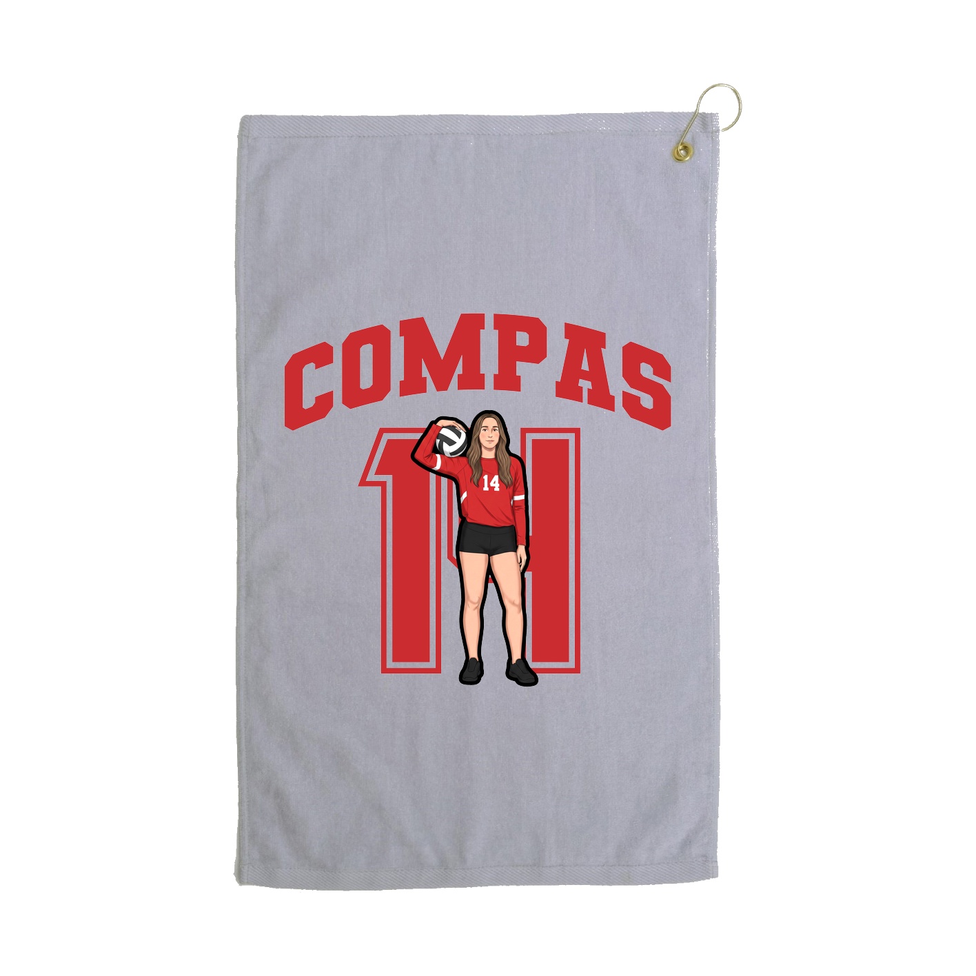 Golf Towel — Number in Grey