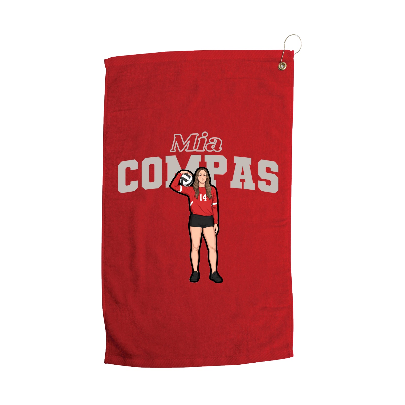 Golf Towel — Name Arch in Red