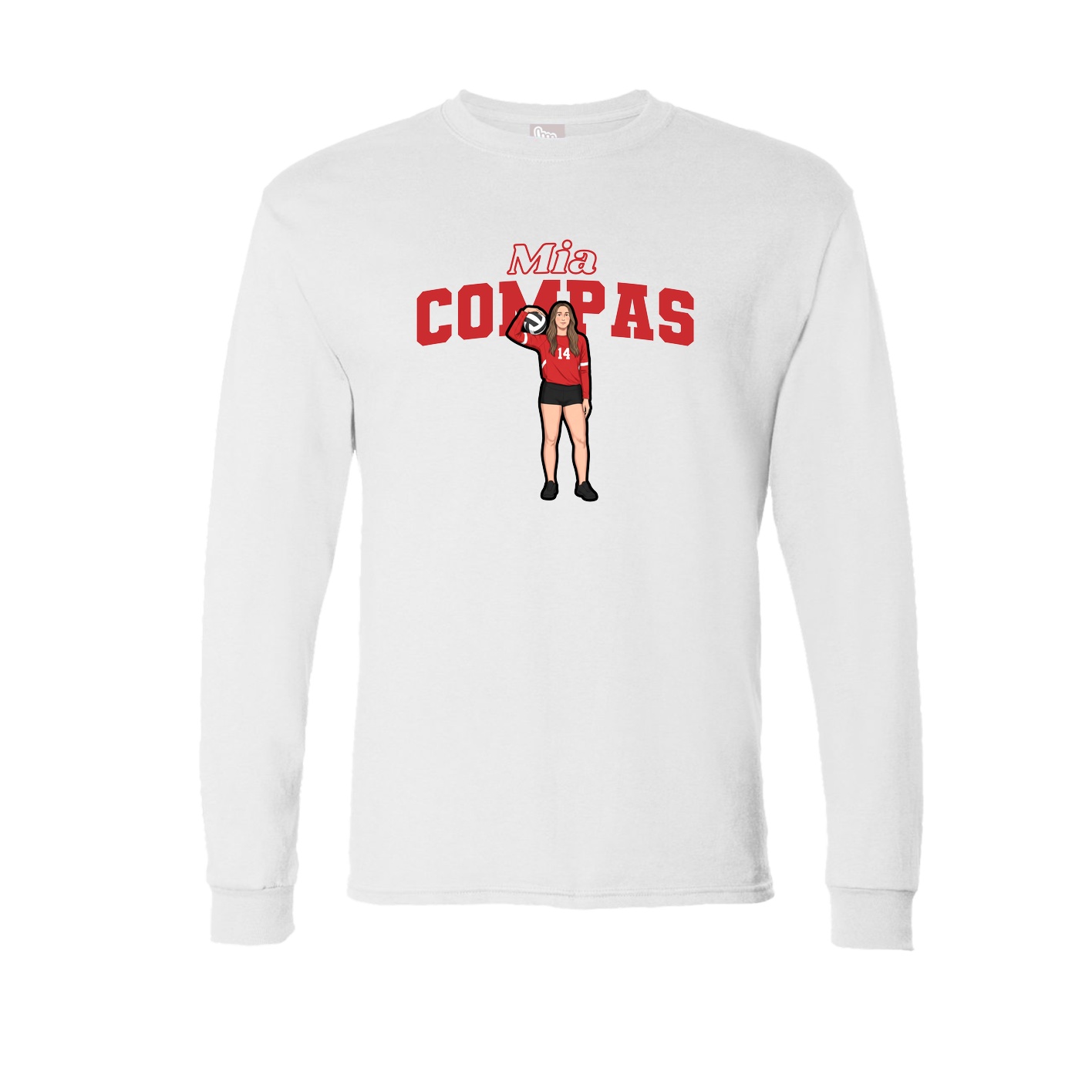 Long Sleeve Tee — Name Arch in White