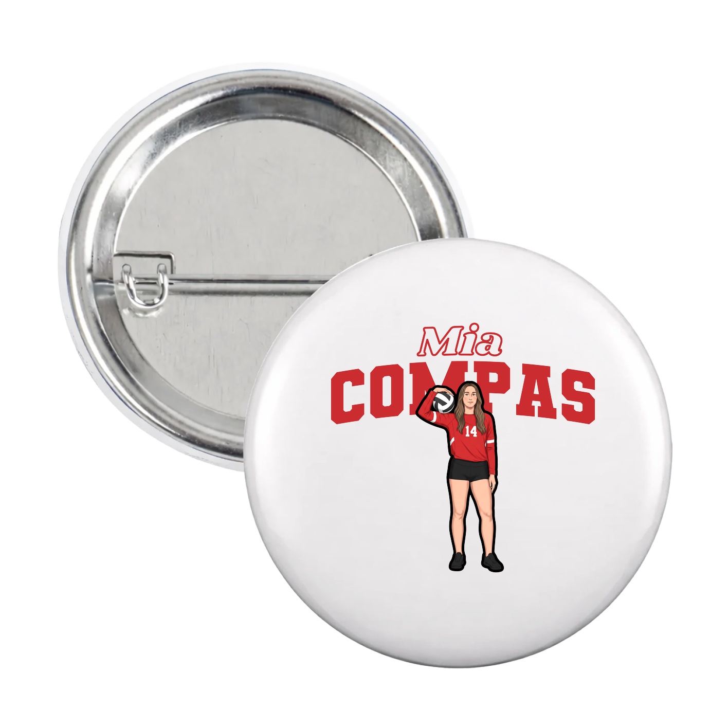 Game Day Button — Name Arch in White