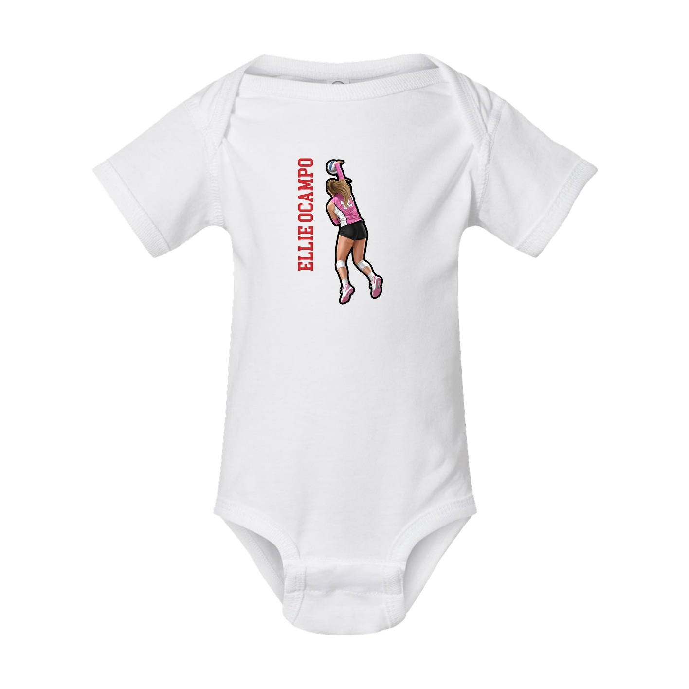Baby Onesie — Name Vertical in White