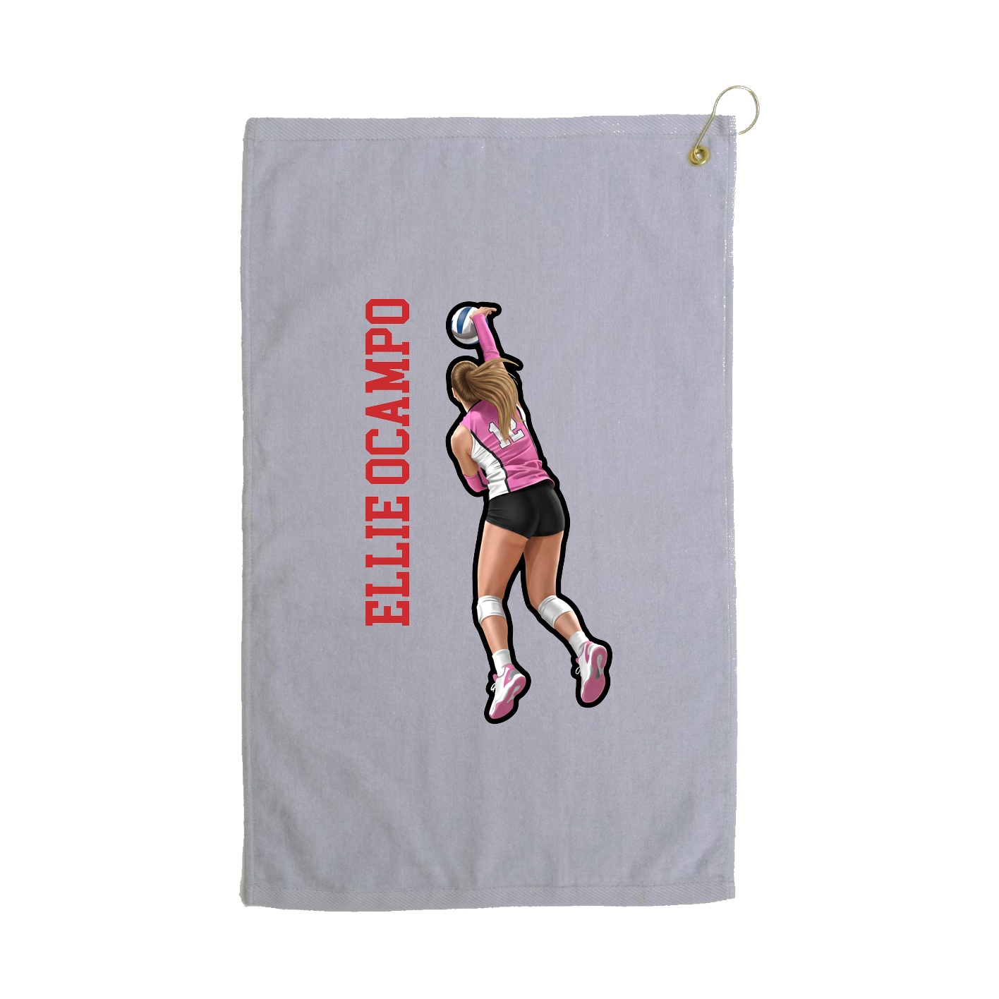 Golf Towel — Name Vertical in Grey
