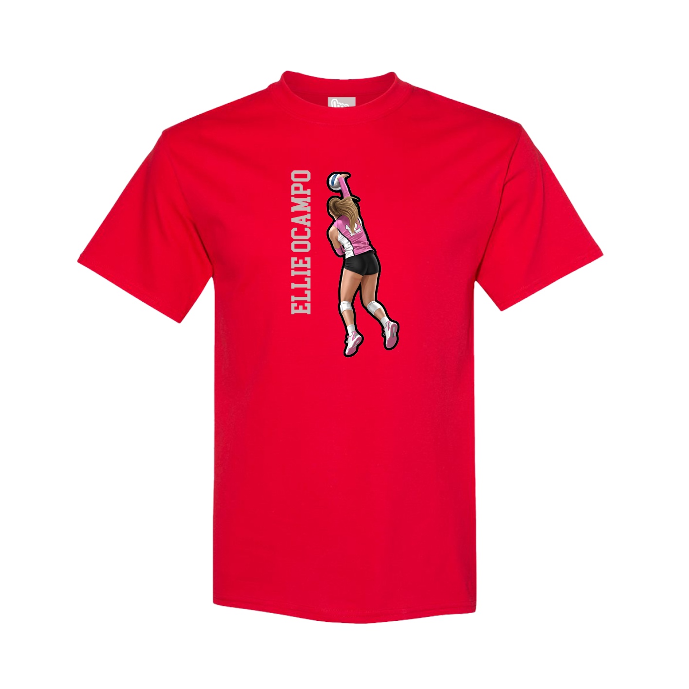 Tee — Name Vertical in Red
