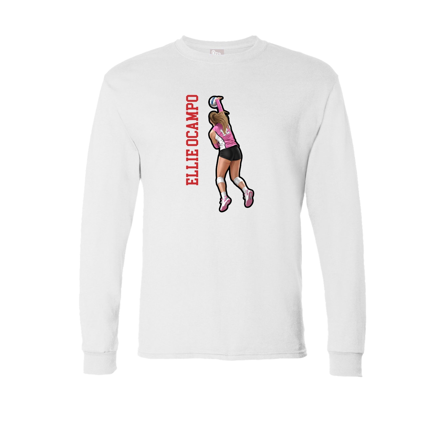 Long Sleeve Tee — Name Vertical in White