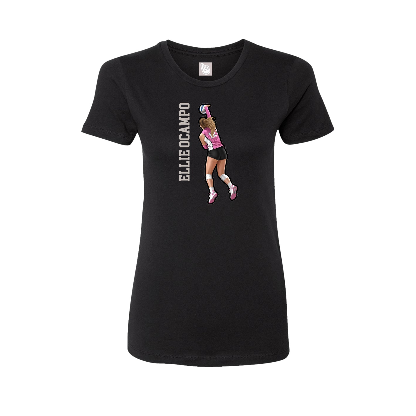 Fitted Women's Tee — Name Vertical in Black