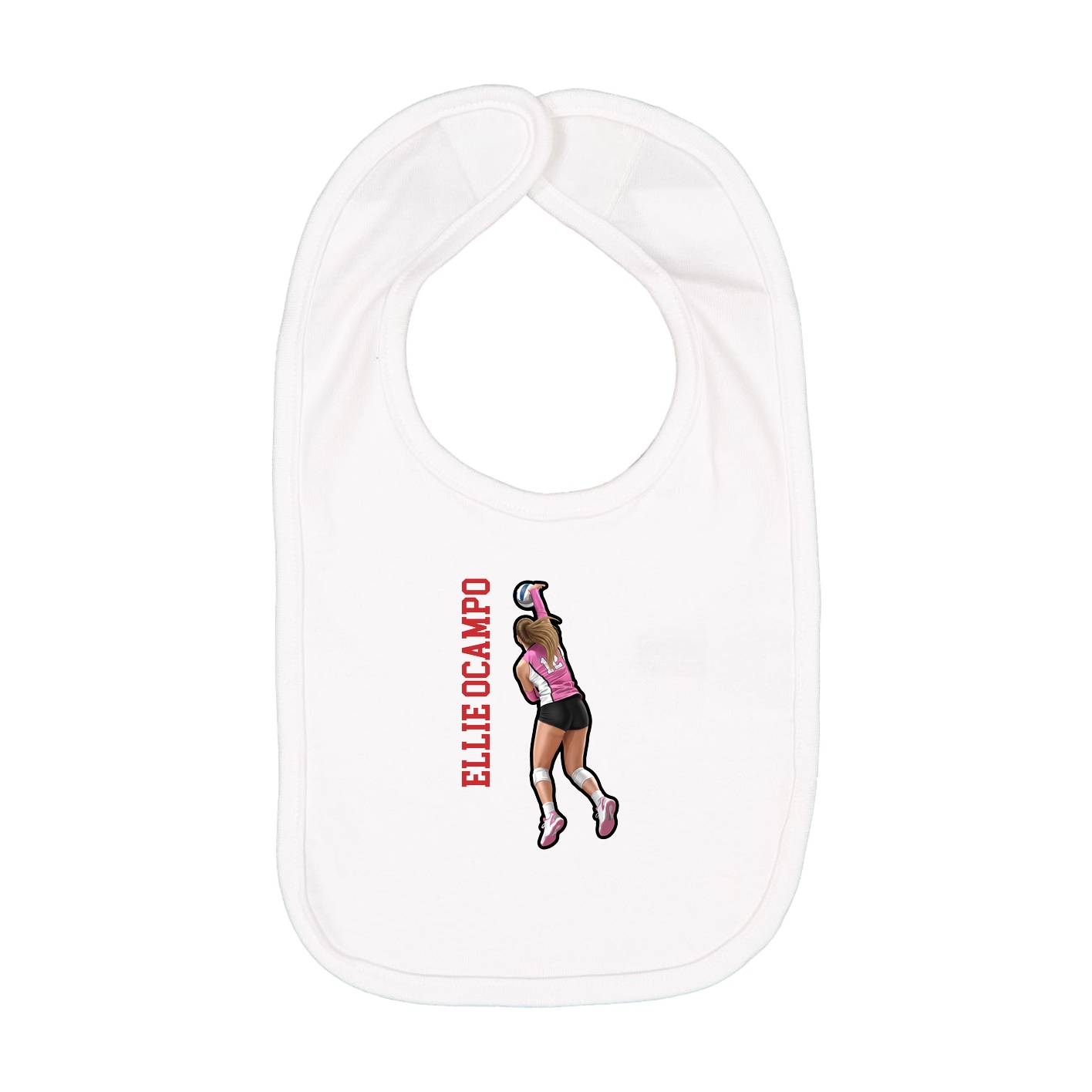 Infant Bib — Name Vertical in White
