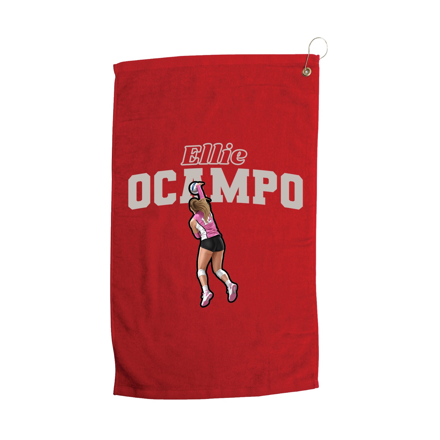 Golf Towel — Name Arch in Red