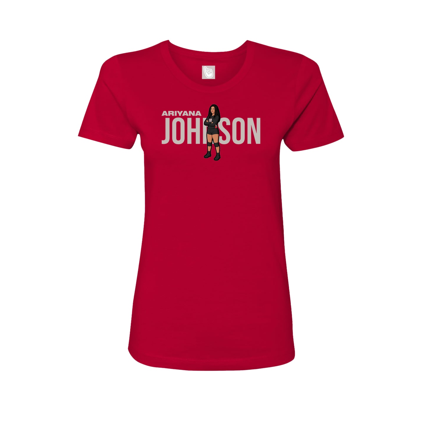 Fitted Women's Tee — Player Name in Red