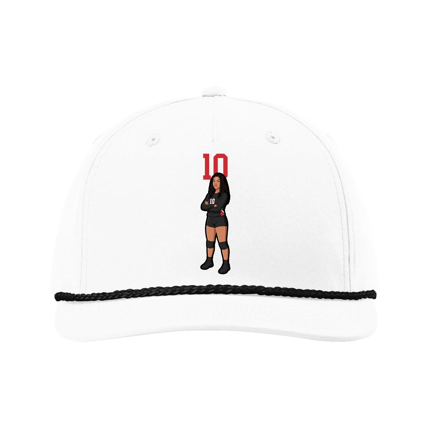 Five-Panel Classic Rope Cap — Number Top in White