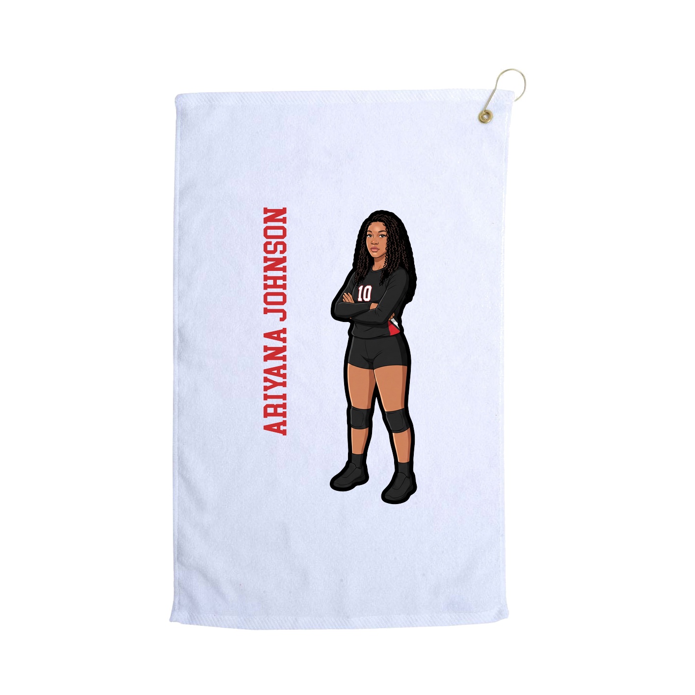 Golf Towel — Name Vertical in White