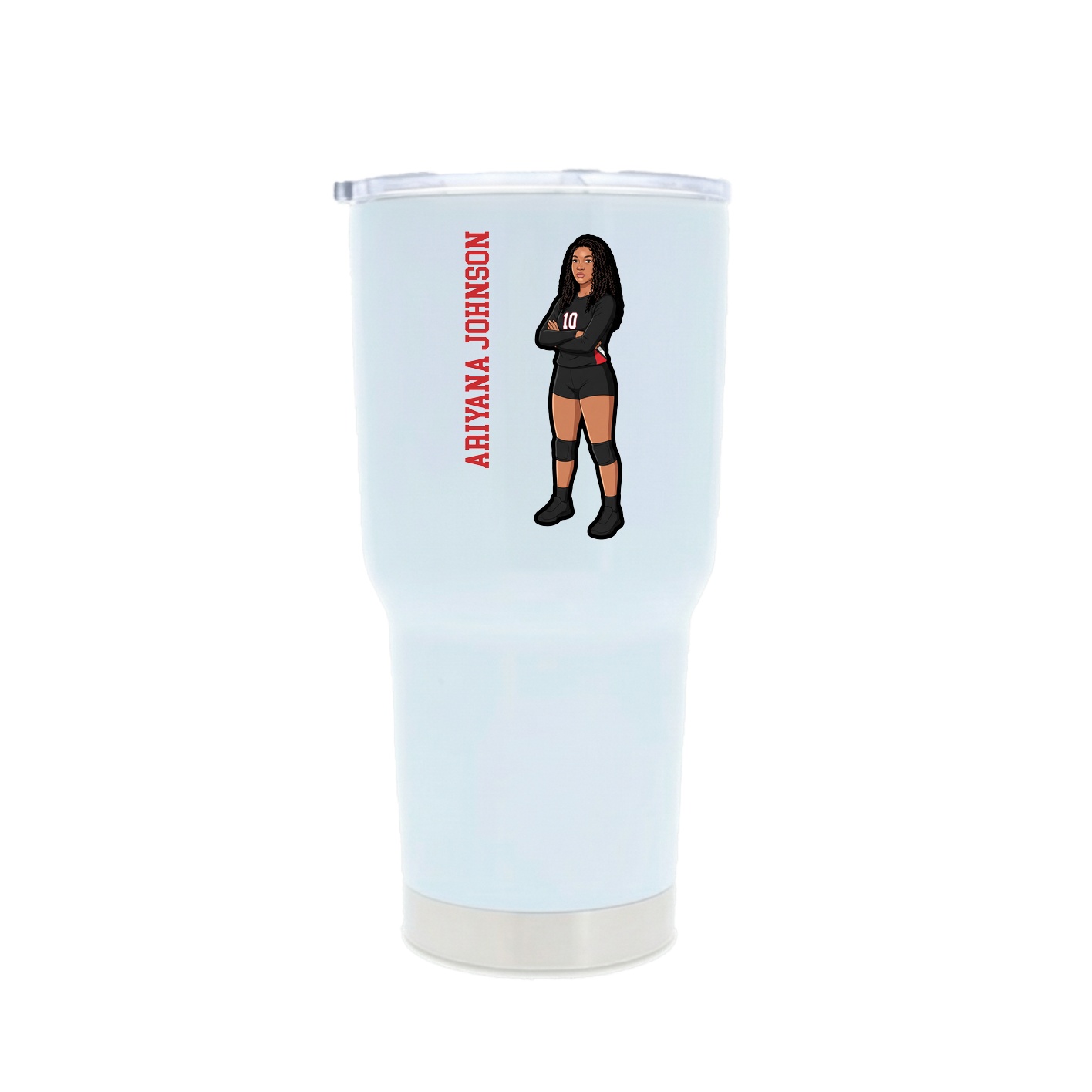 30oz Stainless Steel Tumbler — Name Vertical in White