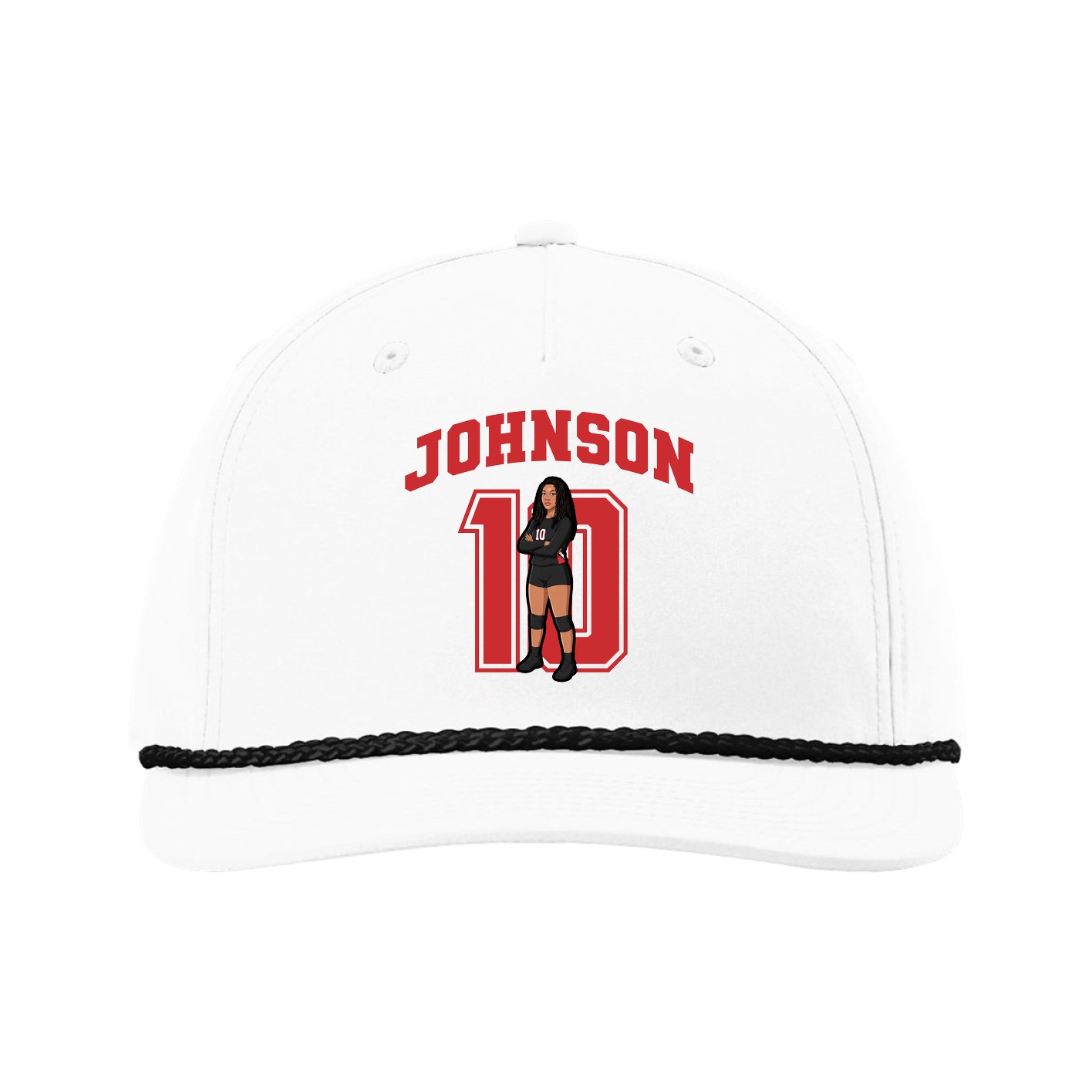 Five-Panel Classic Rope Cap — Number in White