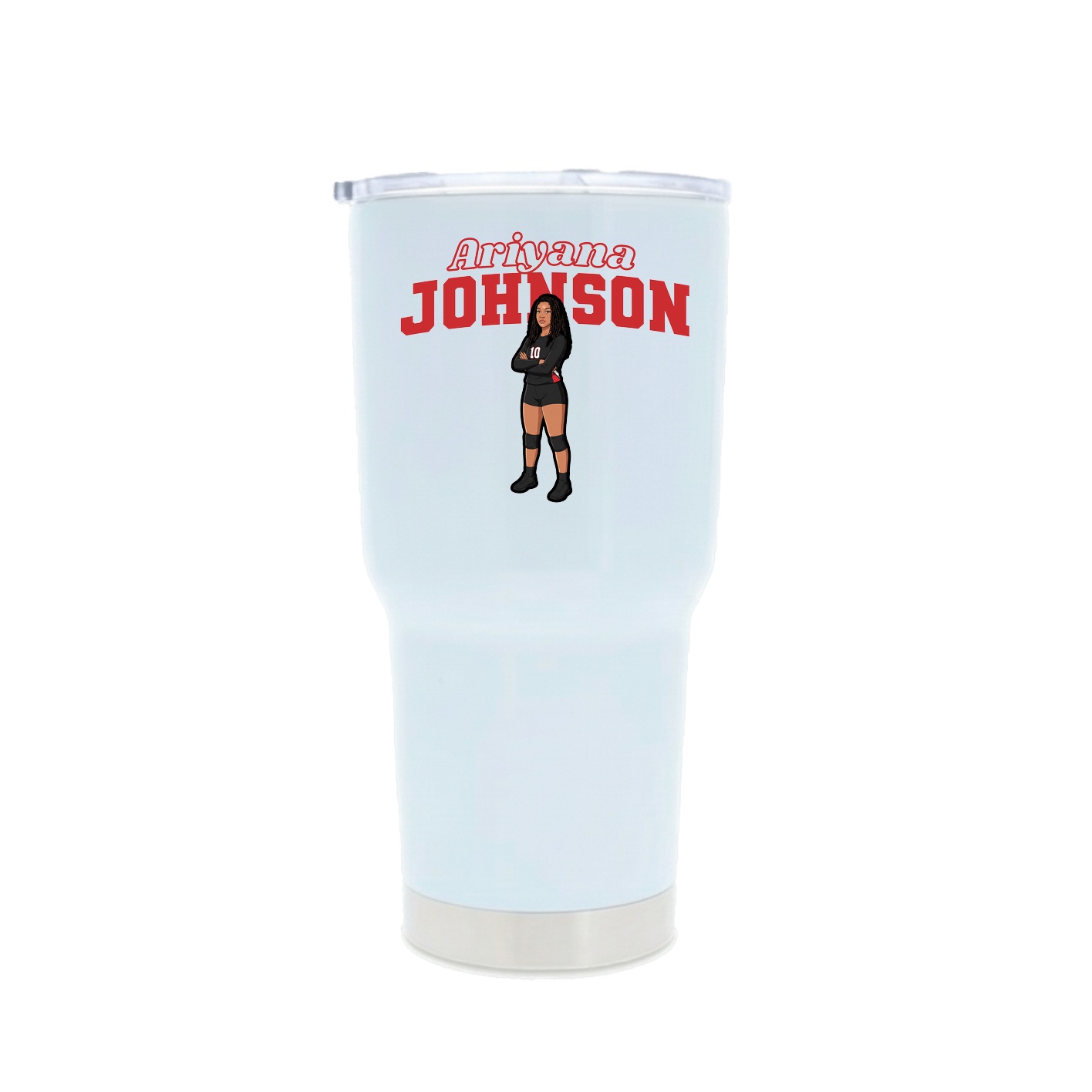 30oz Stainless Steel Tumbler — Name Arch in White