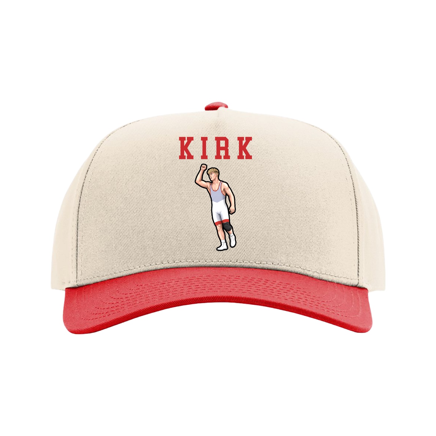 Full Fabric Five-Panel Champ Cap — Shirsey in Cream/Red