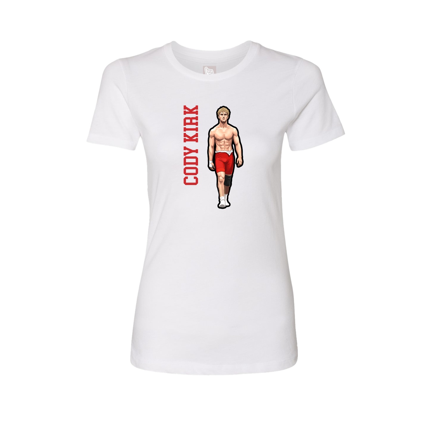 Fitted Women's Tee — Name Vertical in White