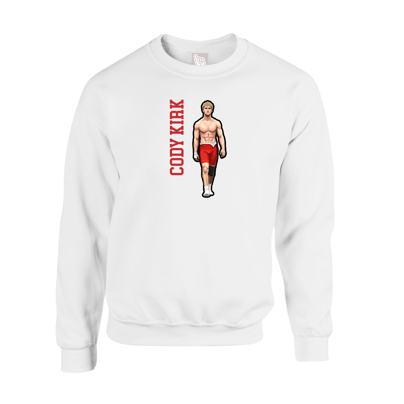 Fleece Crew — Name Vertical in White