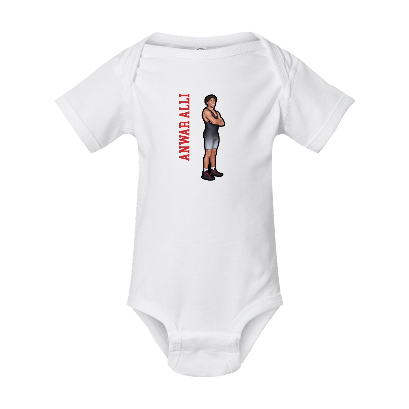 Baby Onesie — Name Vertical in White