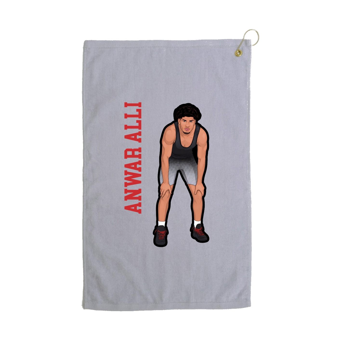 Golf Towel — Name Vertical in Grey