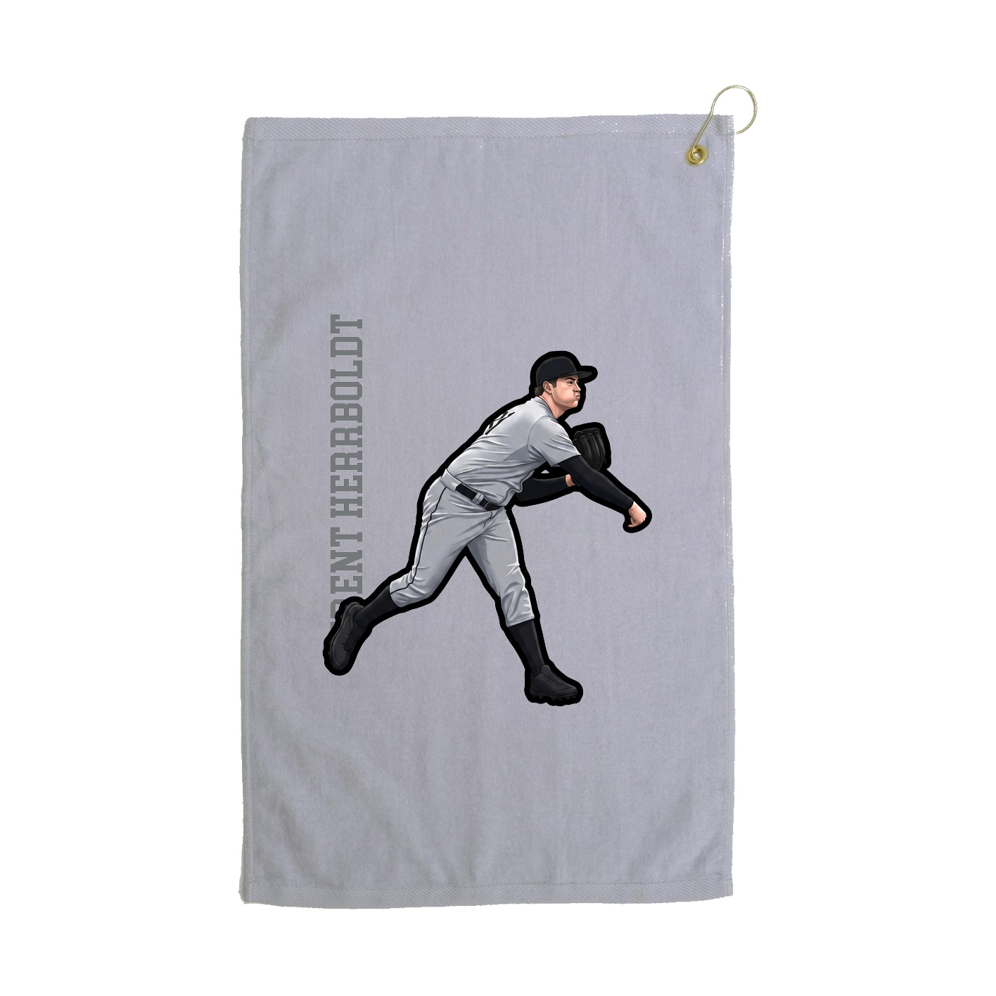 Golf Towel — Name Vertical in Grey