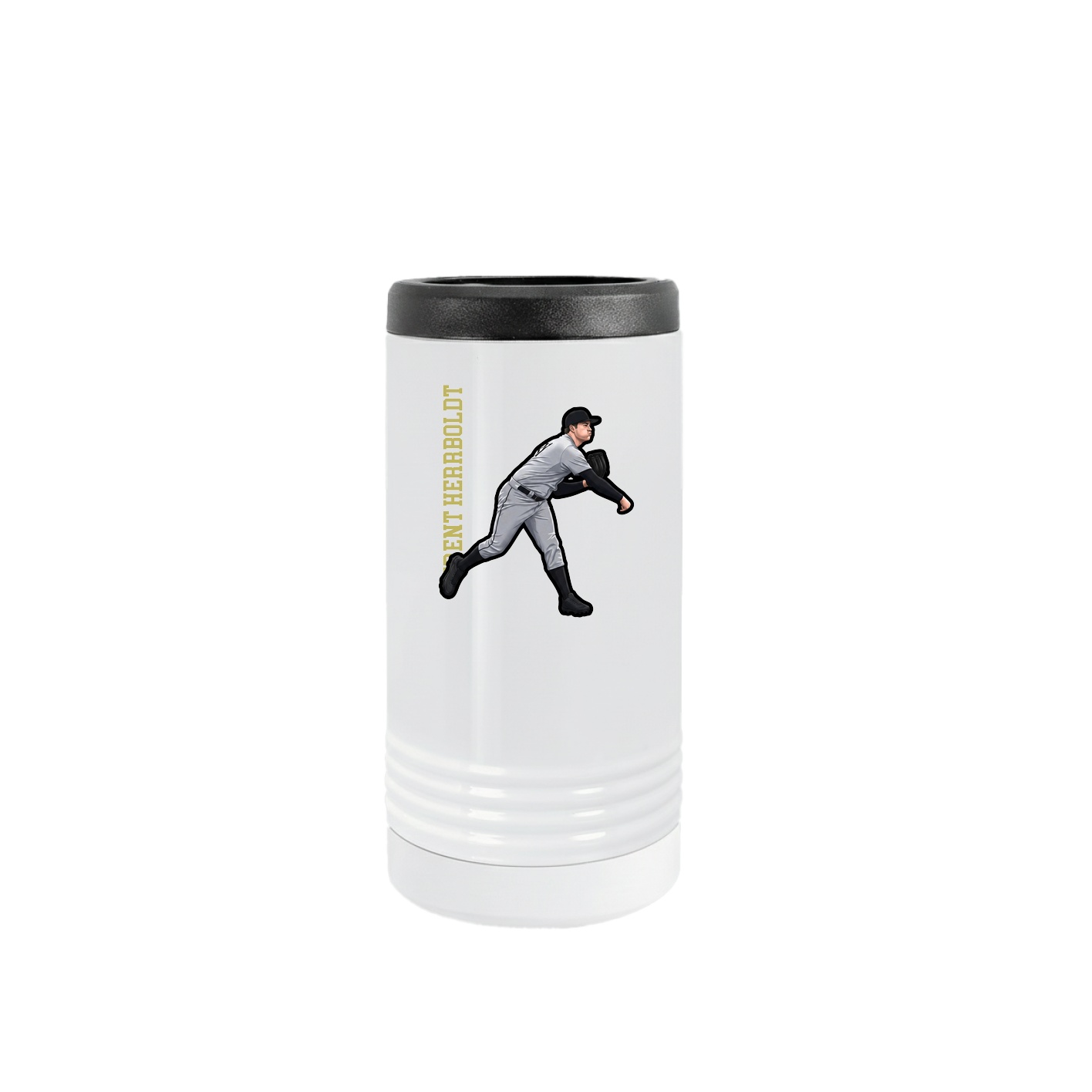 Slim Beverage Holder — Name Vertical in White