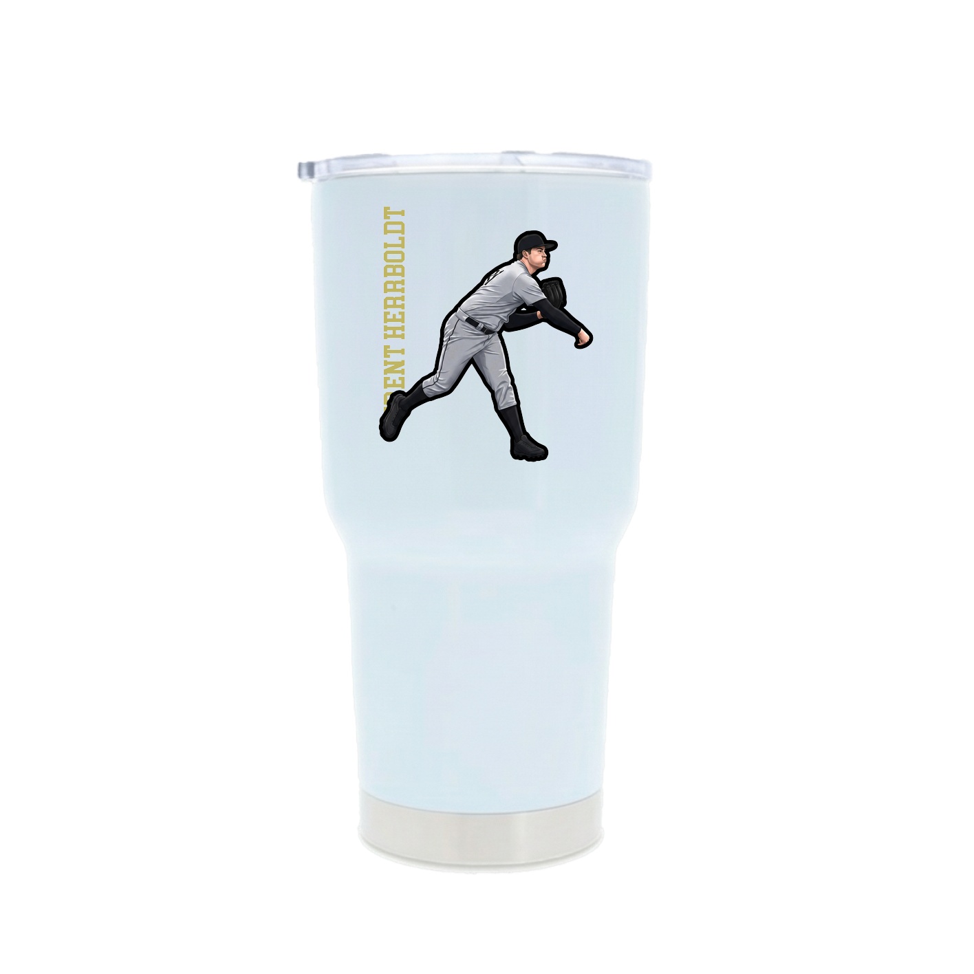 30oz Stainless Steel Tumbler — Name Vertical in White