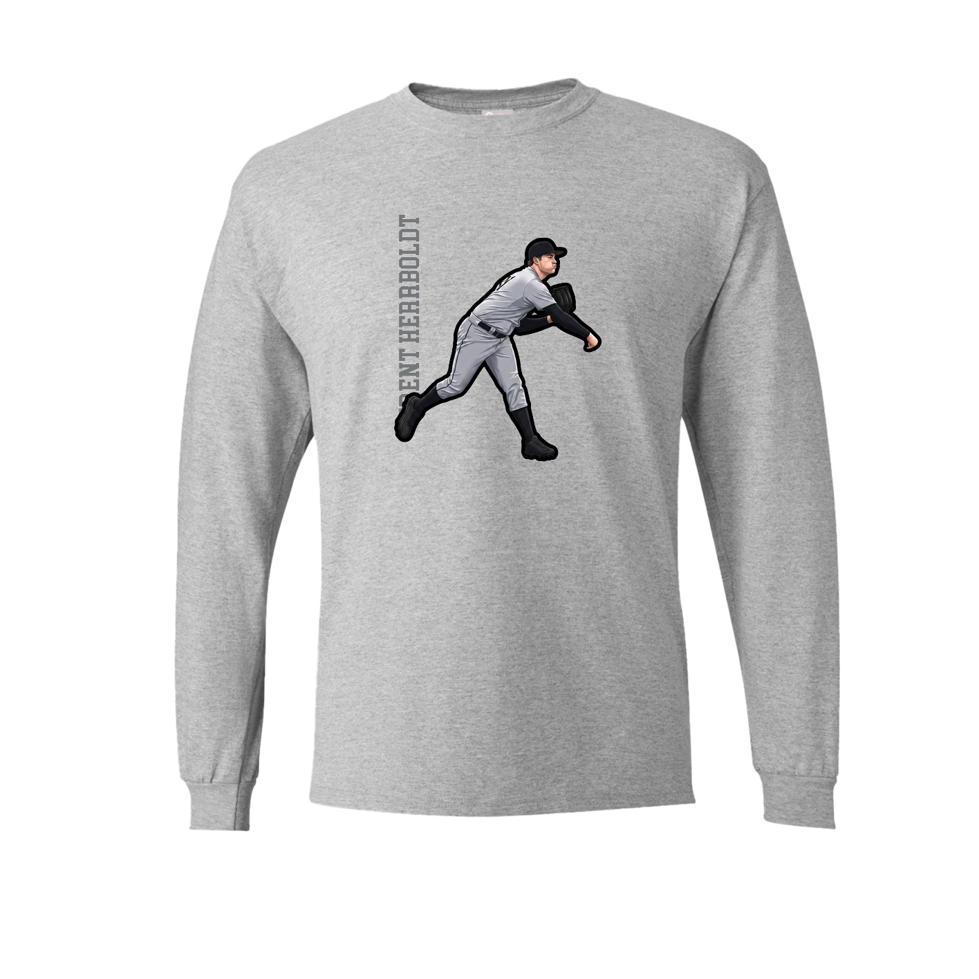 Long Sleeve Tee — Name Vertical in Grey