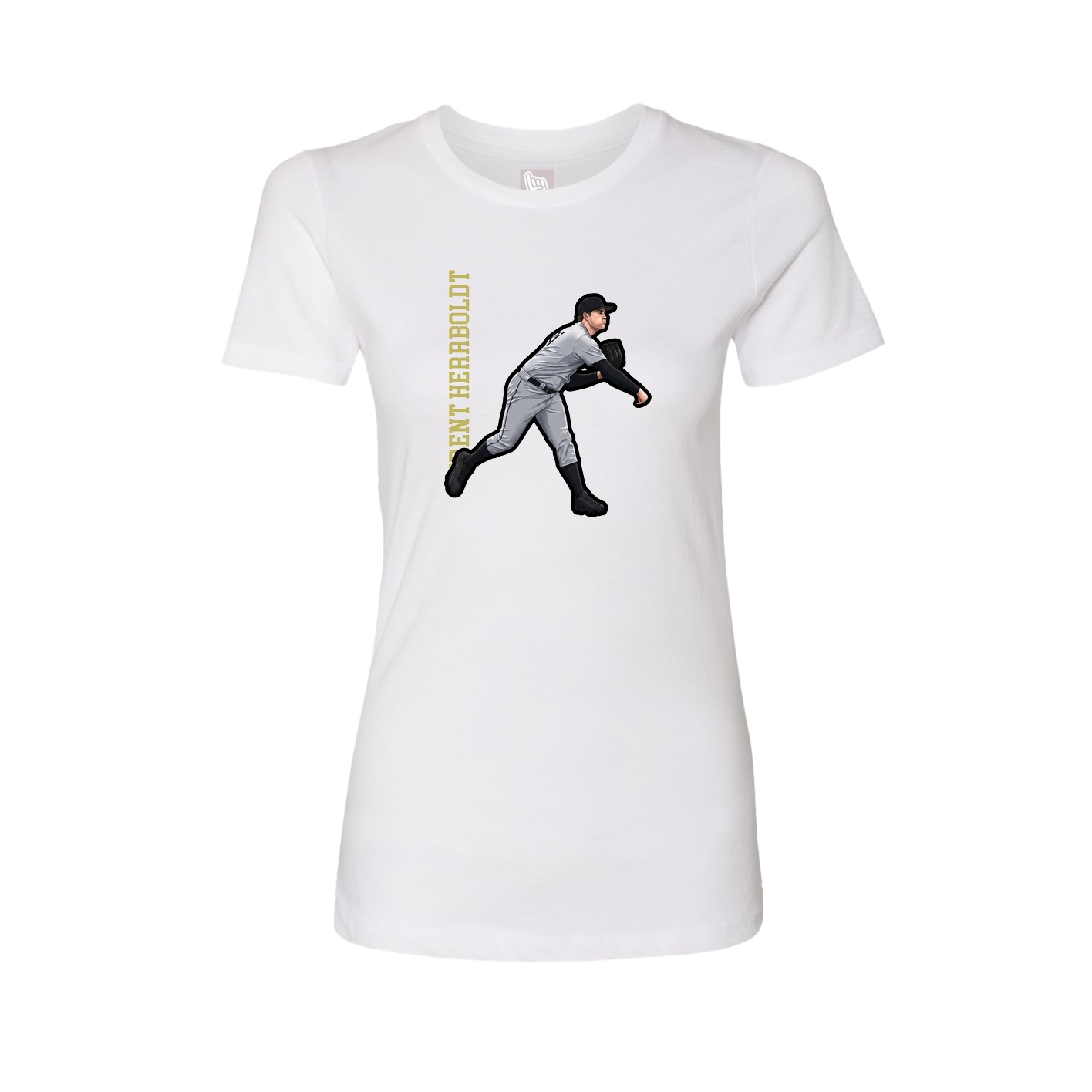 Womens Tee — Name Vertical in White
