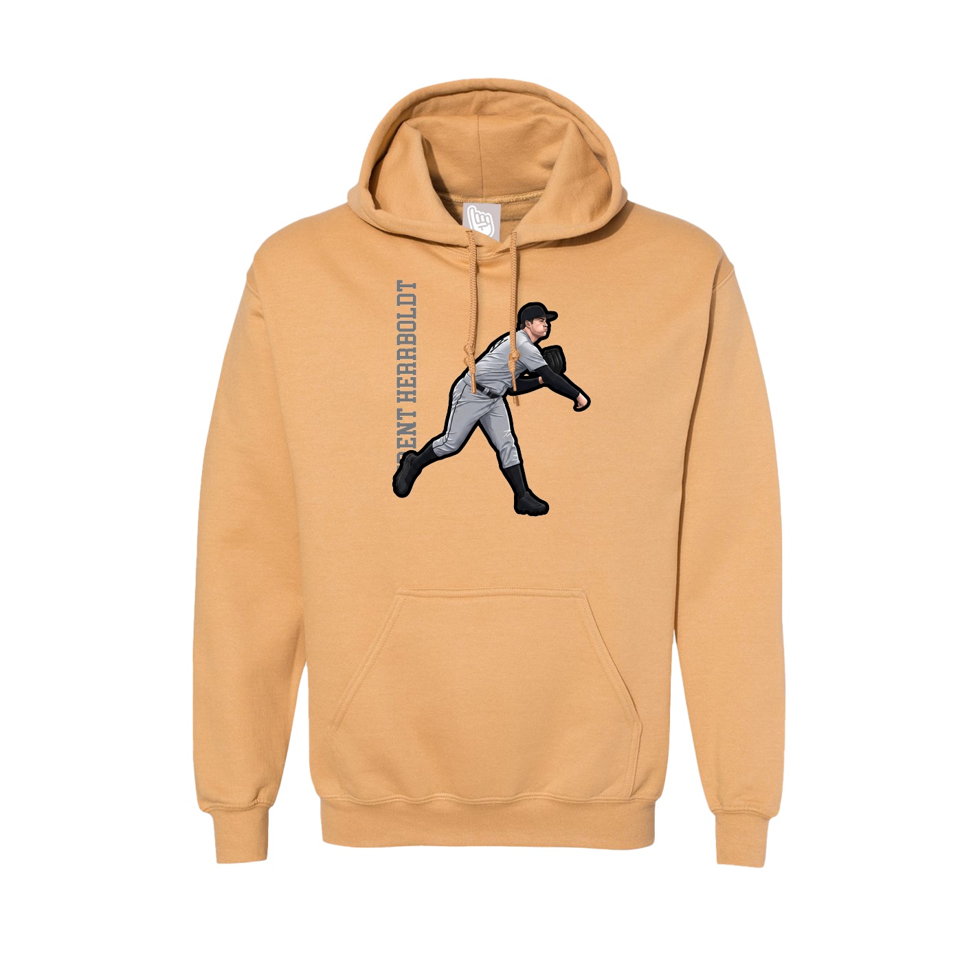 Hoodie — Name Vertical in Vegas Gold