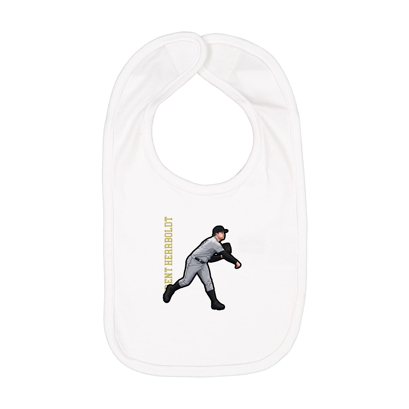 Infant Bib — Name Vertical in White