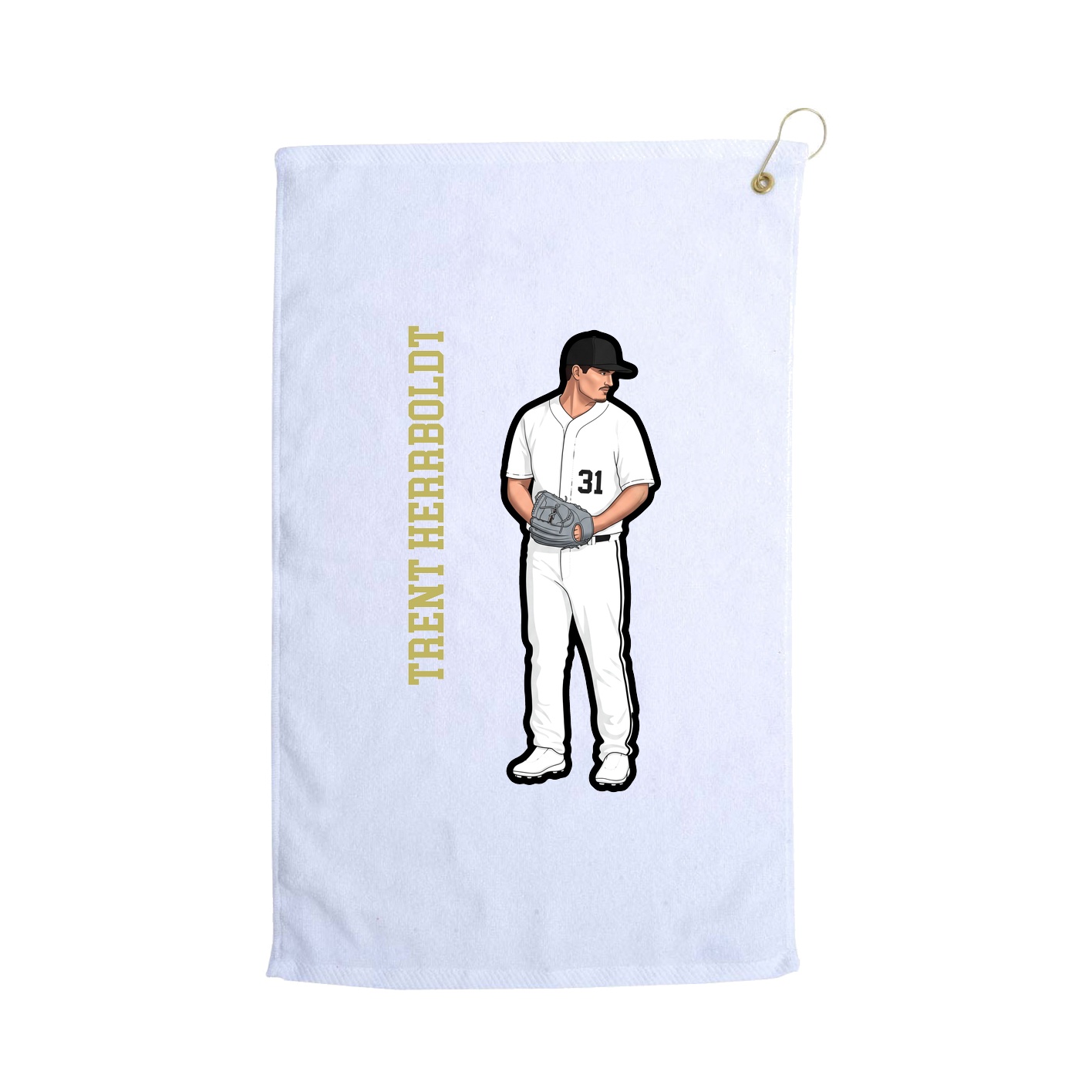 Golf Towel — Name Vertical in White