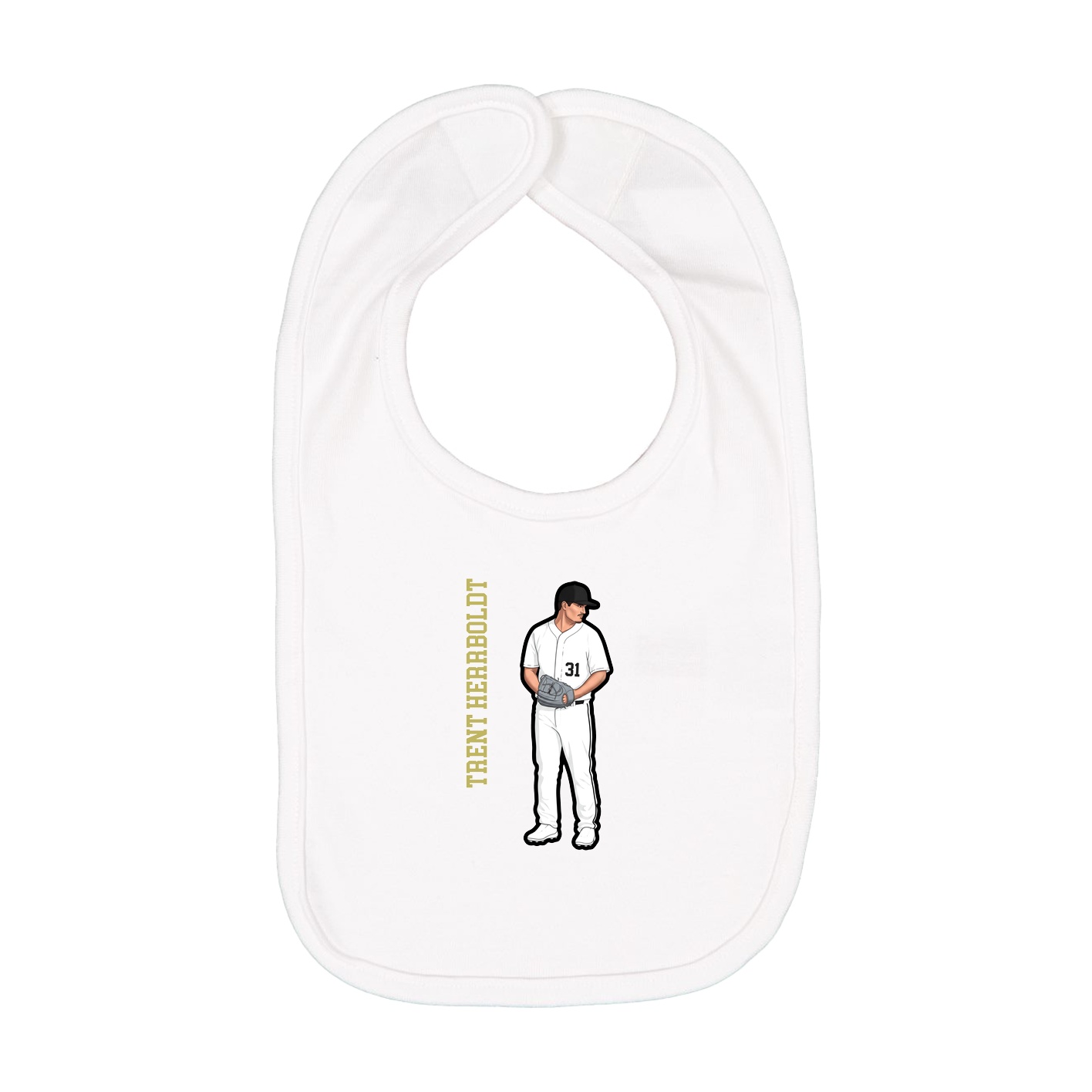 Infant Bib — Name Vertical in White