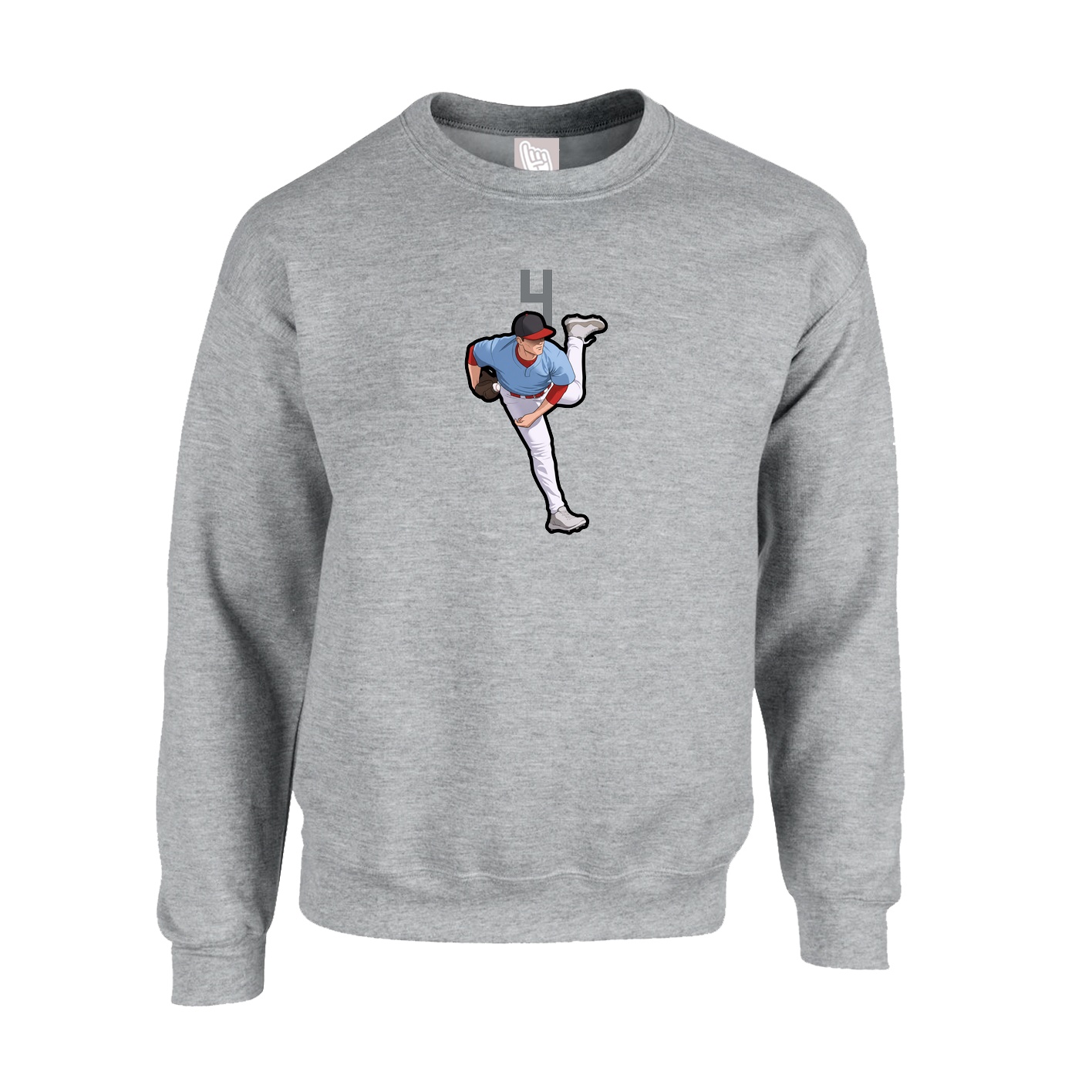 Fleece Crew — Number Top in Grey