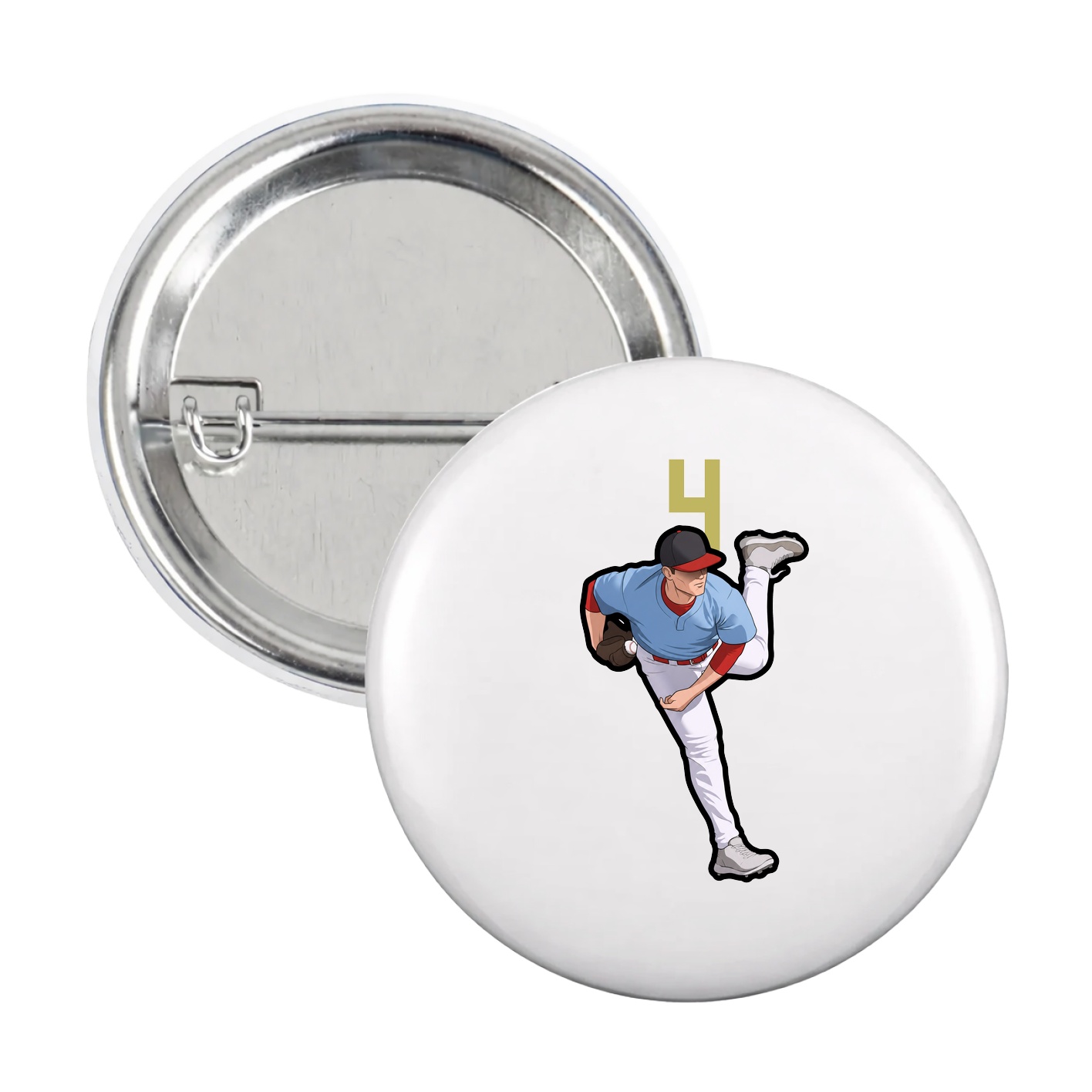 Game Day Button — Number Top in White
