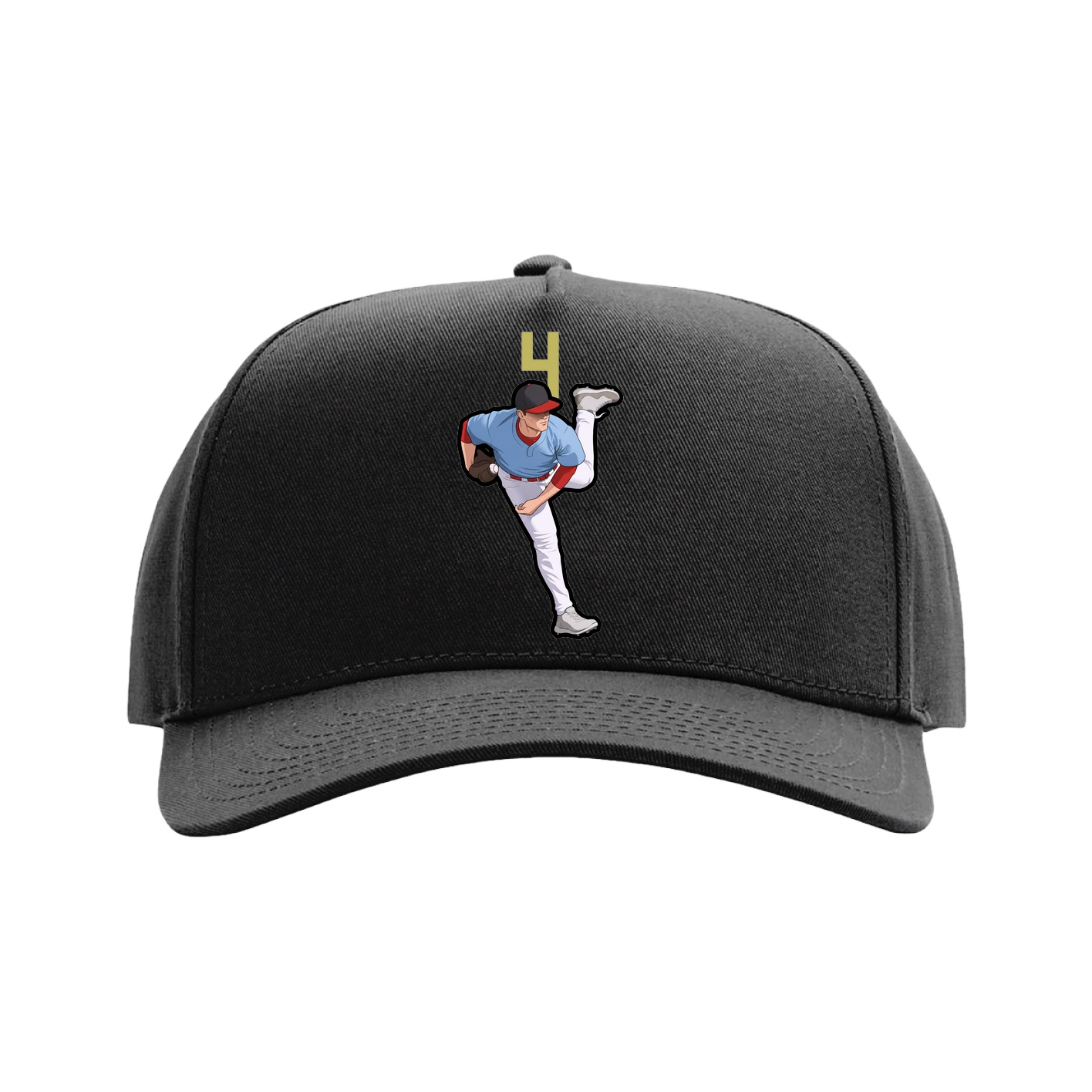 Full Fabric Five-Panel Champ Cap — Number Top in Black