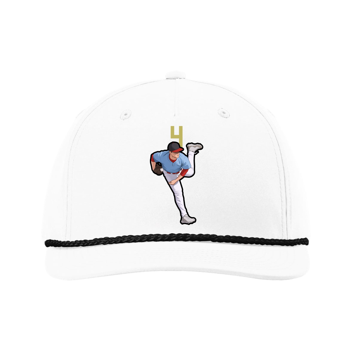 Five-Panel Classic Rope Cap — Number Top in White