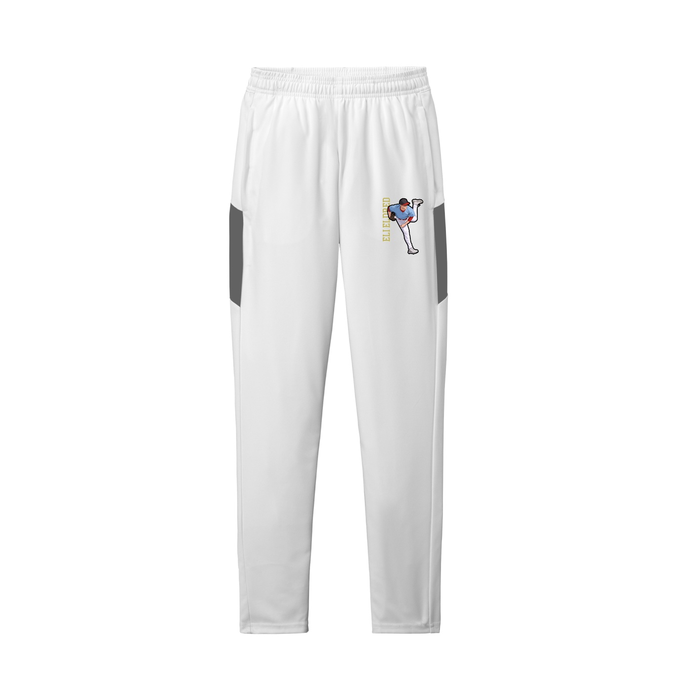 Team Travel Pant — Name Vertical in White/Grey