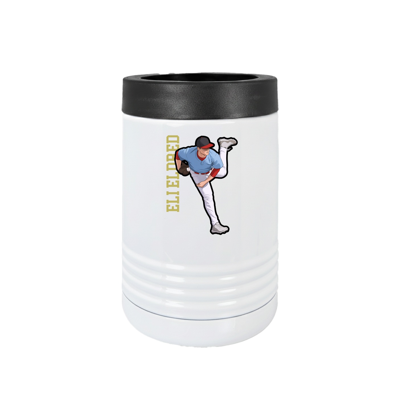 Beverage Holder — Name Vertical in White