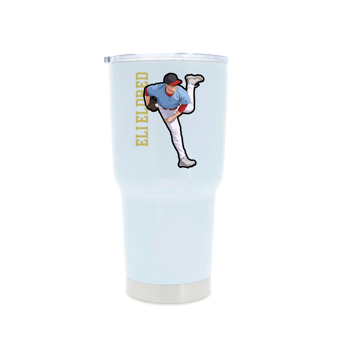 30oz Stainless Steel Tumbler — Name Vertical in White