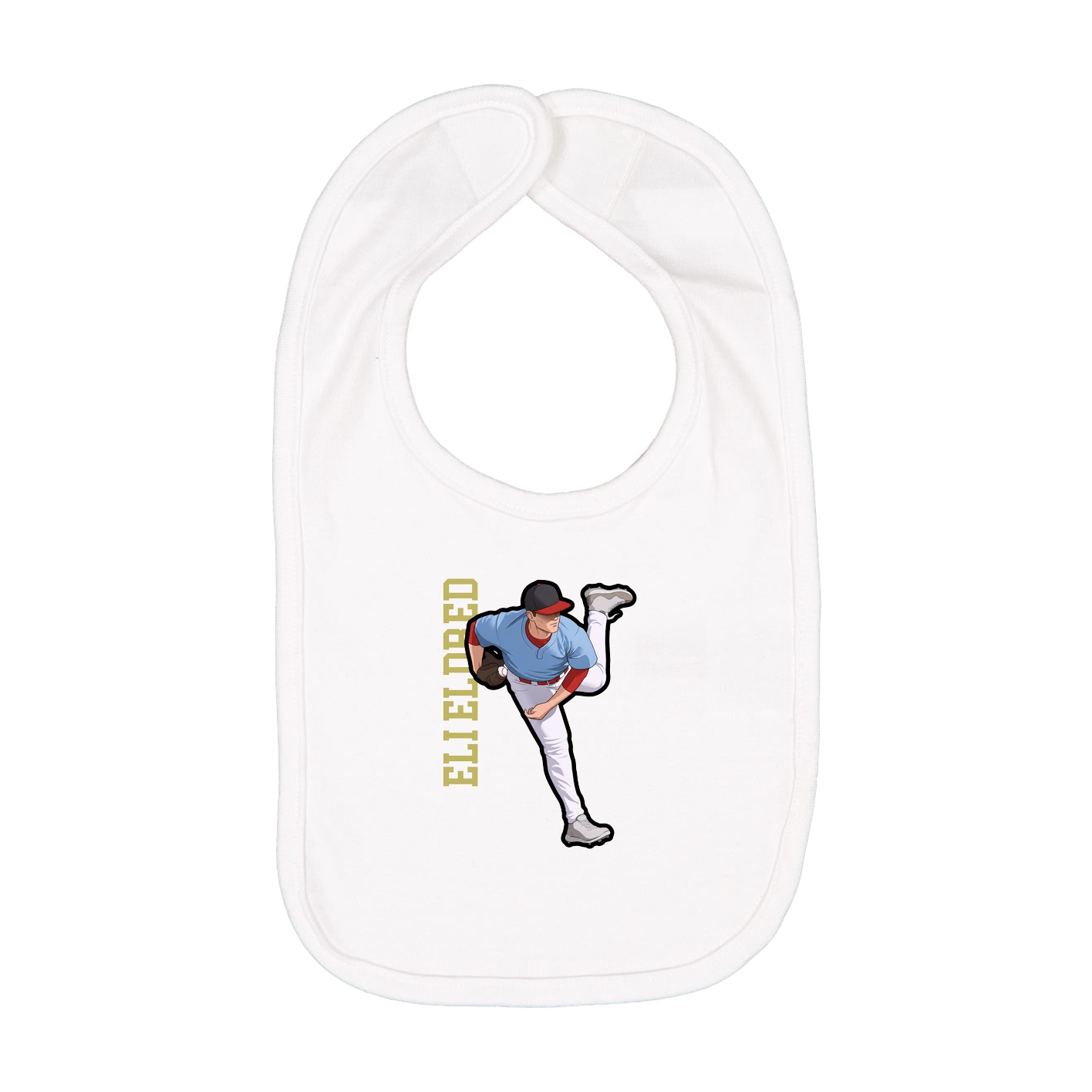 Infant Bib — Name Vertical in White