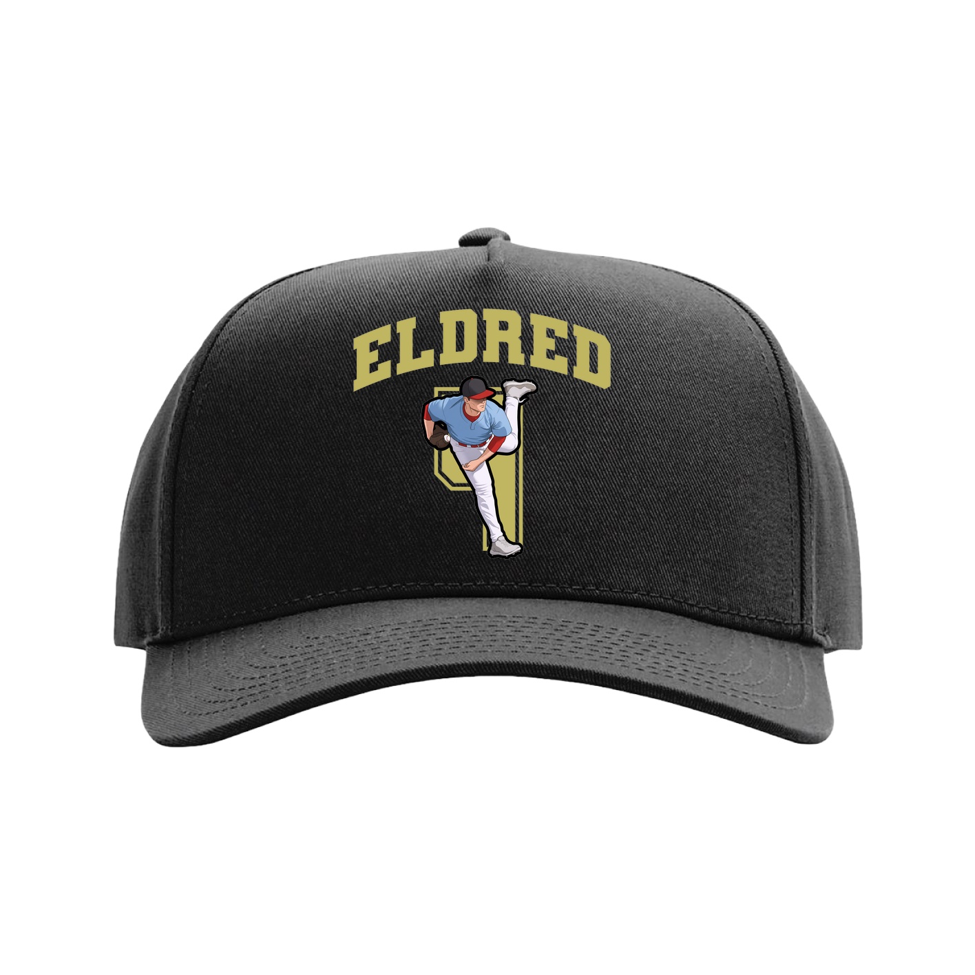 Full Fabric Five-Panel Champ Cap — Number in Black