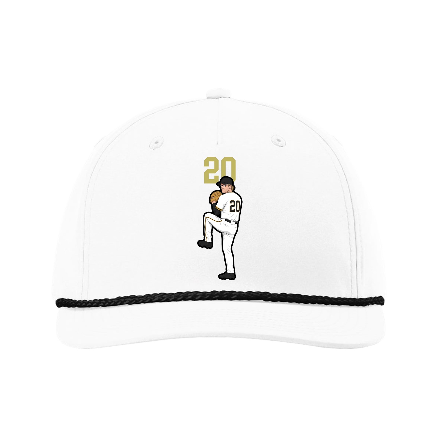 Five-Panel Classic Rope Cap — Number Top in White