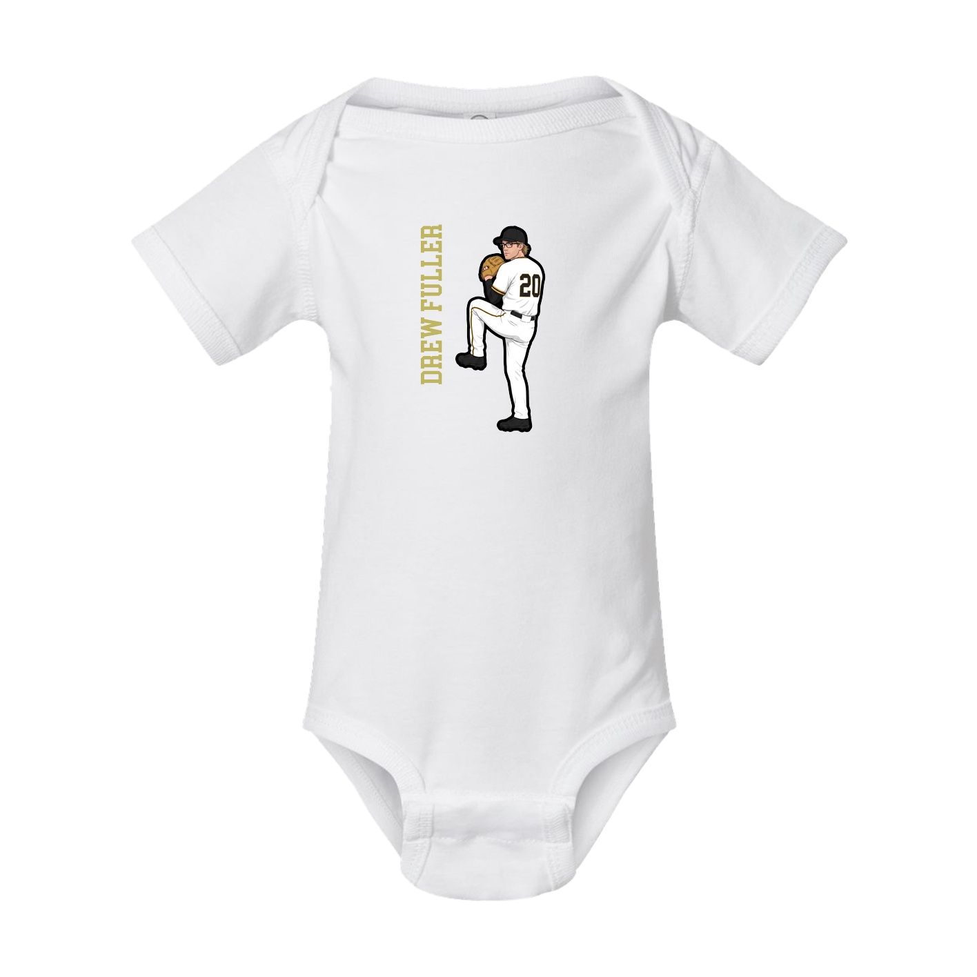 Baby Onesie — Name Vertical in White