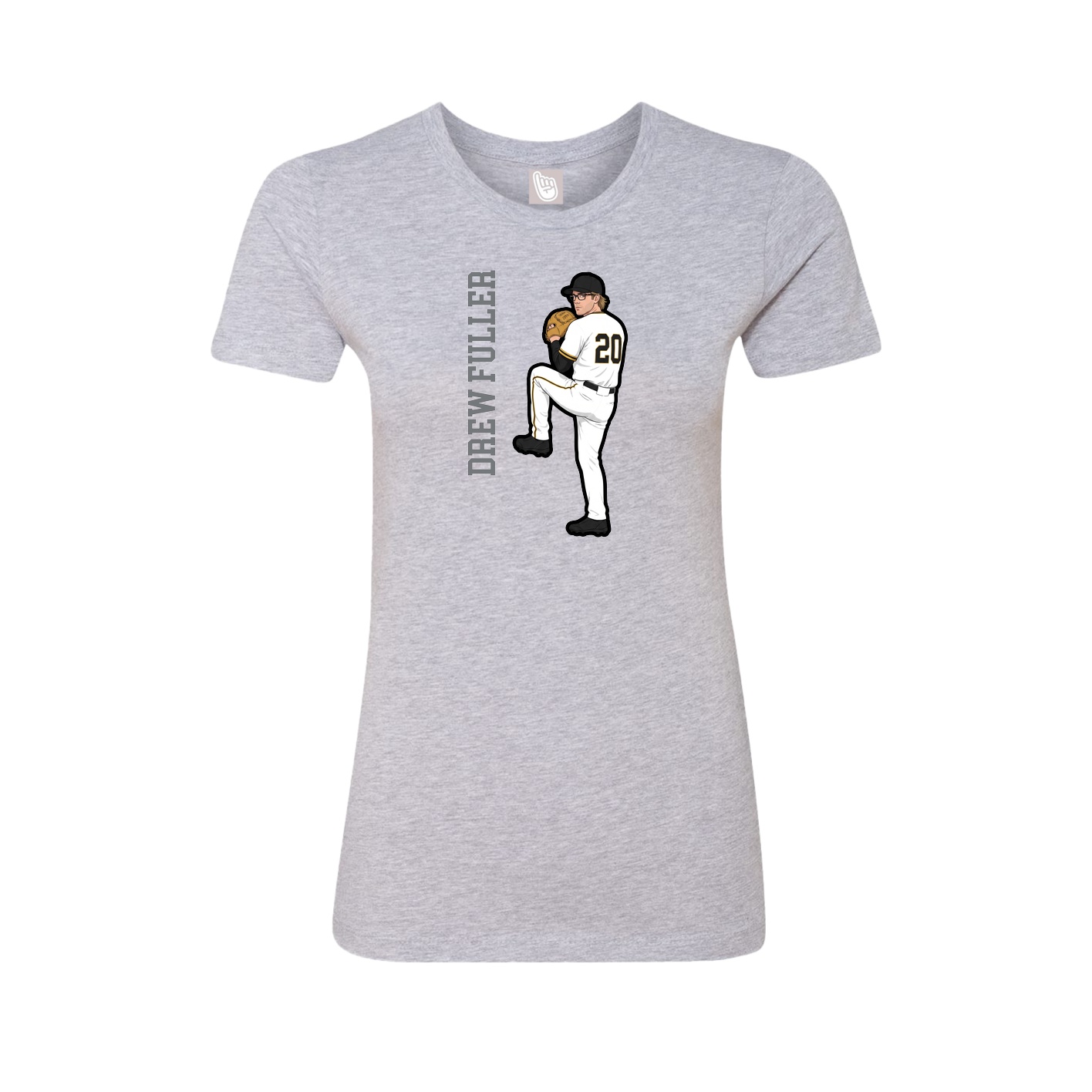 Fitted Women's Tee — Name Vertical in Grey