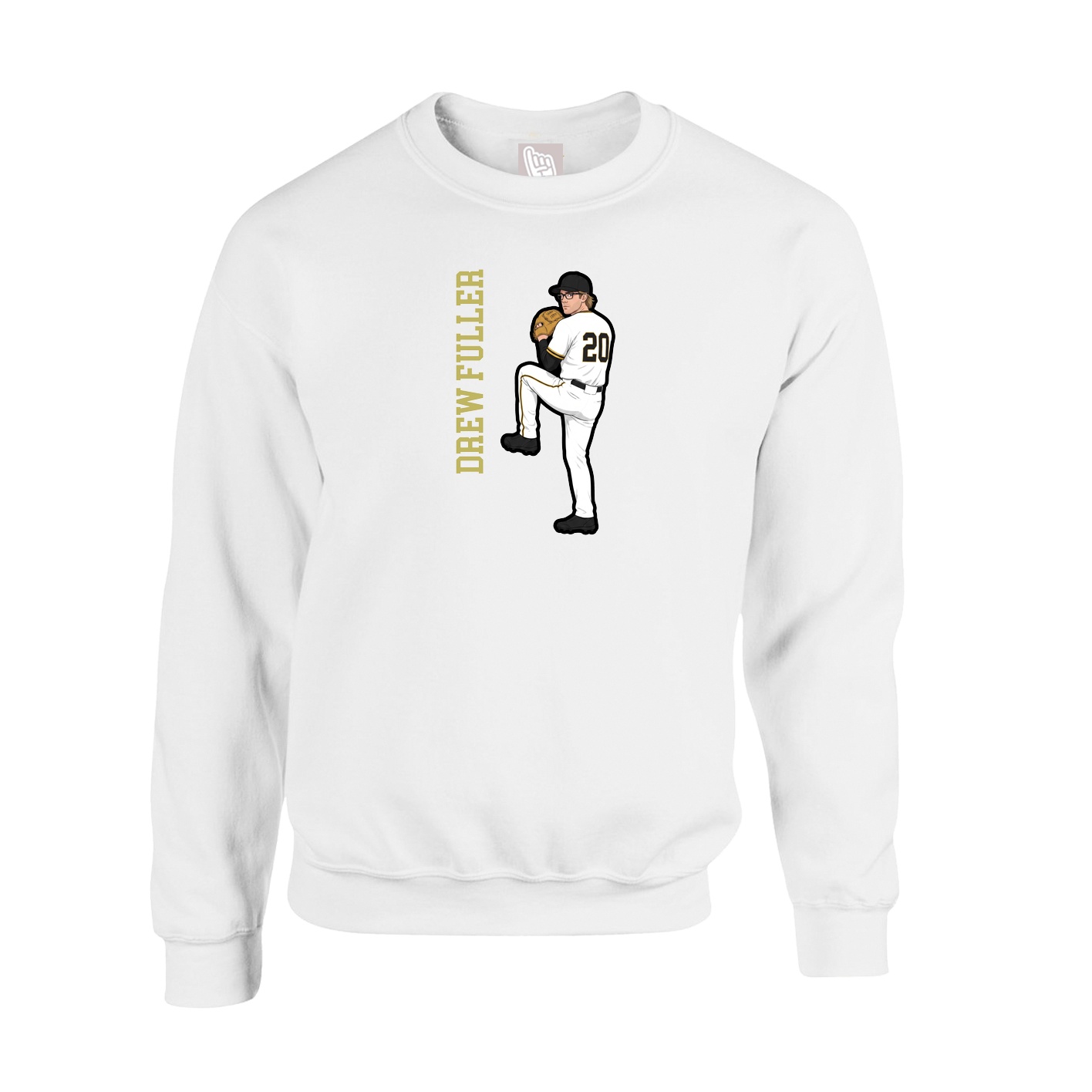 Fleece Crew — Name Vertical in White