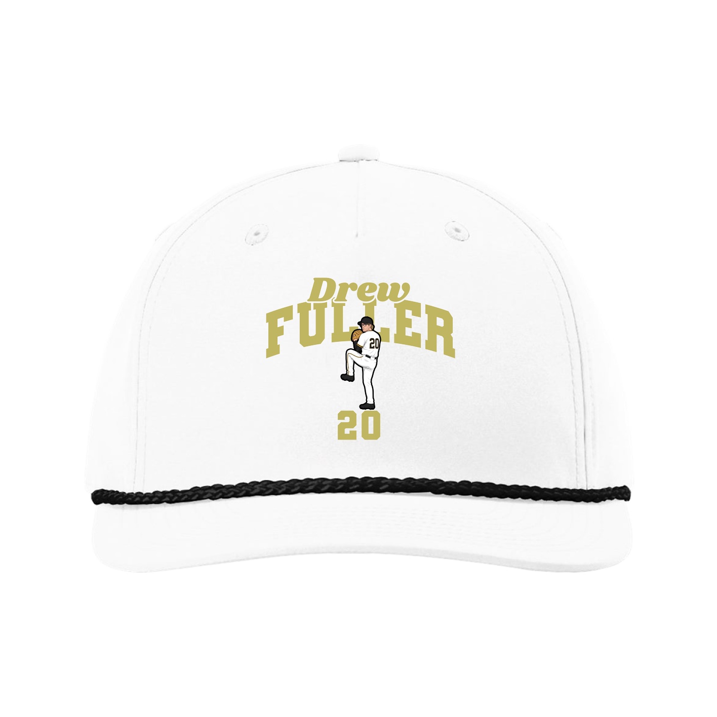 Five-Panel Classic Rope Cap — Signature Arch in White